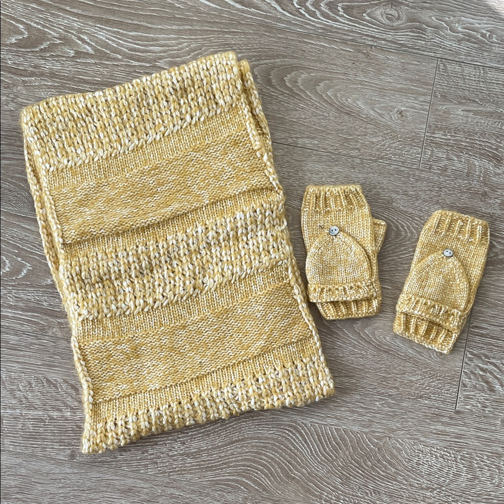 Universal Thread Yellow Scarf and Mittens Set